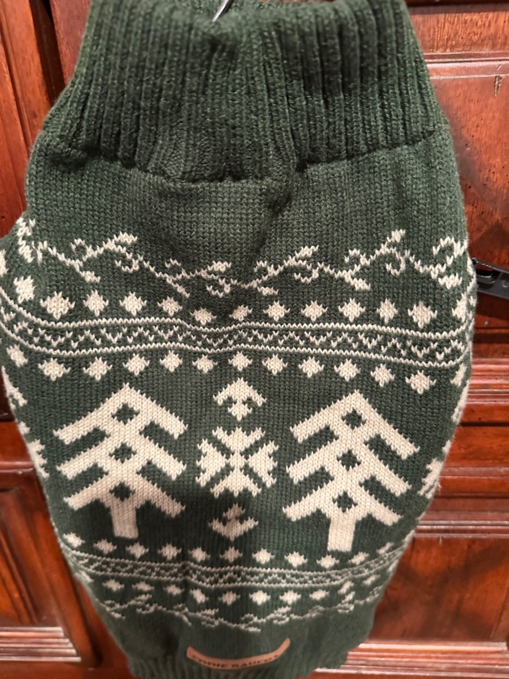 EDDIE BAUER Size M Medium Dog Sweater Green Christmas Winter Pine Trees Festive - Picture 4 of 9